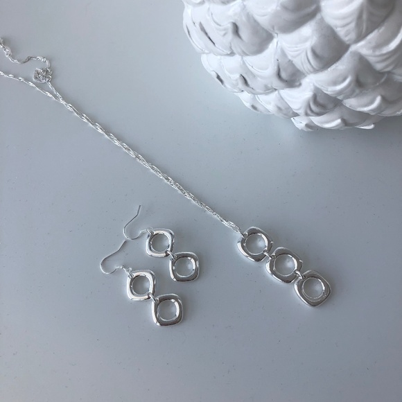 Chic Necklace & Earrings Set, Sterling Silver - Picture 1 of 2